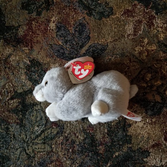 Nibbler, small rabbit soft, plush, realistic classic toy, Ty Beanie Babies - Picture 3 of 9